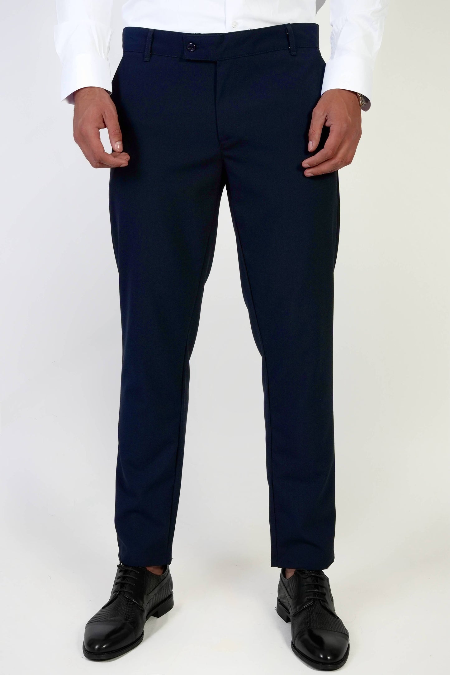 Тъмносин официален мъжки панталон Slim Fit от премиум материя