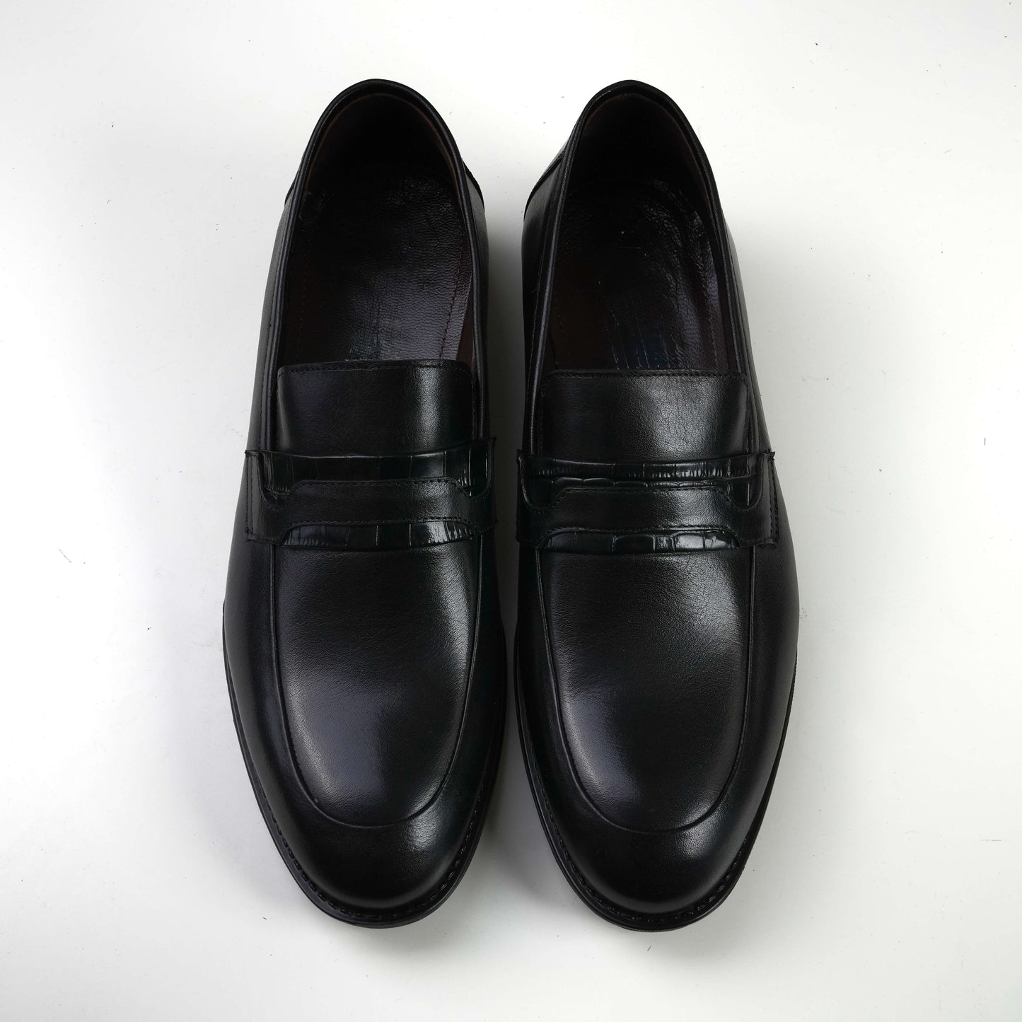 Черни официални мъжки обувки с кроко акцент