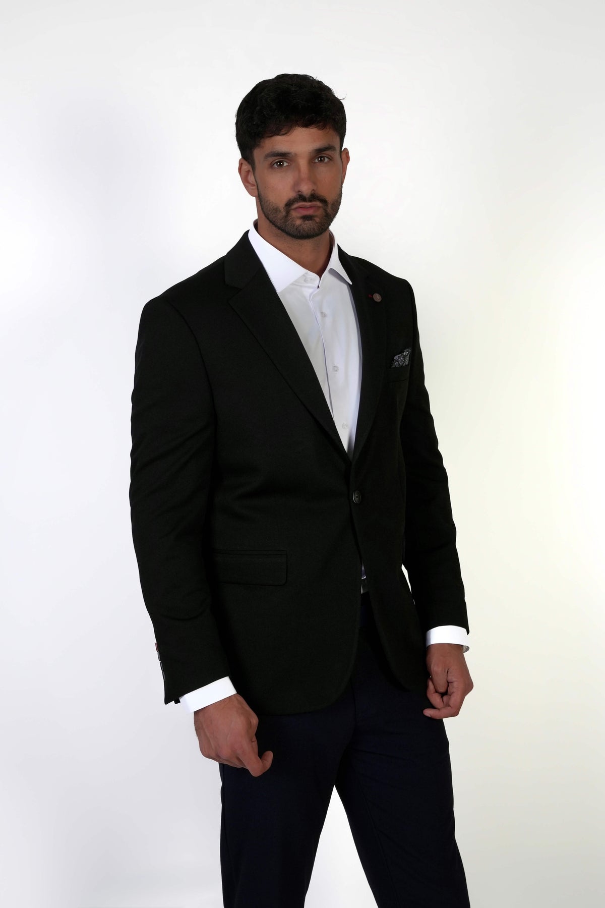Класическо мъжко черно сако Slim Fit с вълна и вискоза