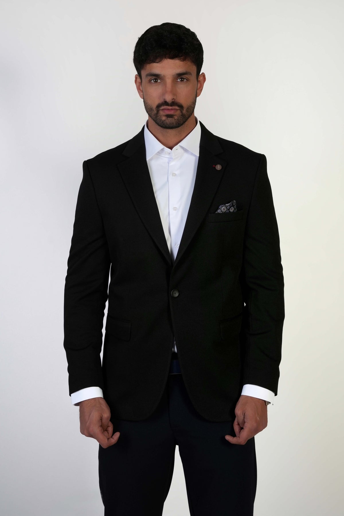 Класическо мъжко черно сако Slim Fit с вълна и вискоза