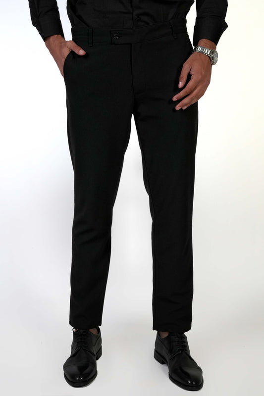 Черен мъжки официален панталон Slim Fit с вискоза и еластан
