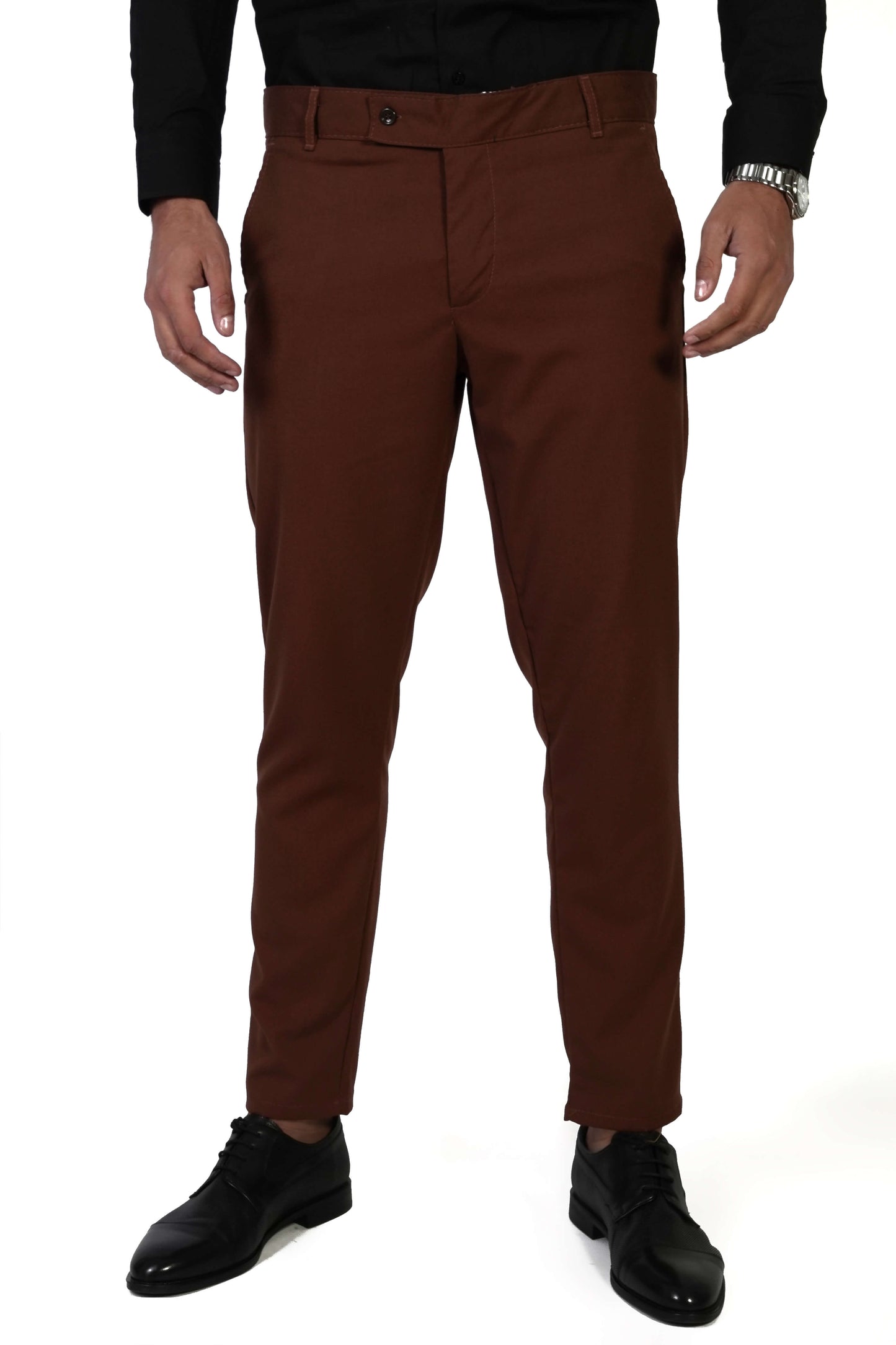 Кафяв мъжки панталон Slim Fit от премиум вискоза