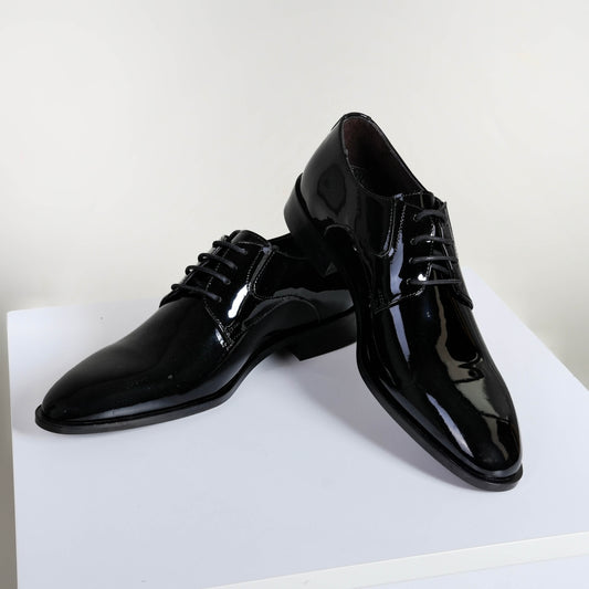 Черни лачени мъжки обувки от 100% естествена кожа