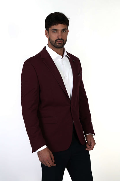 Мъжко спортно-елегатно сако в цвят бордо Slim Fit