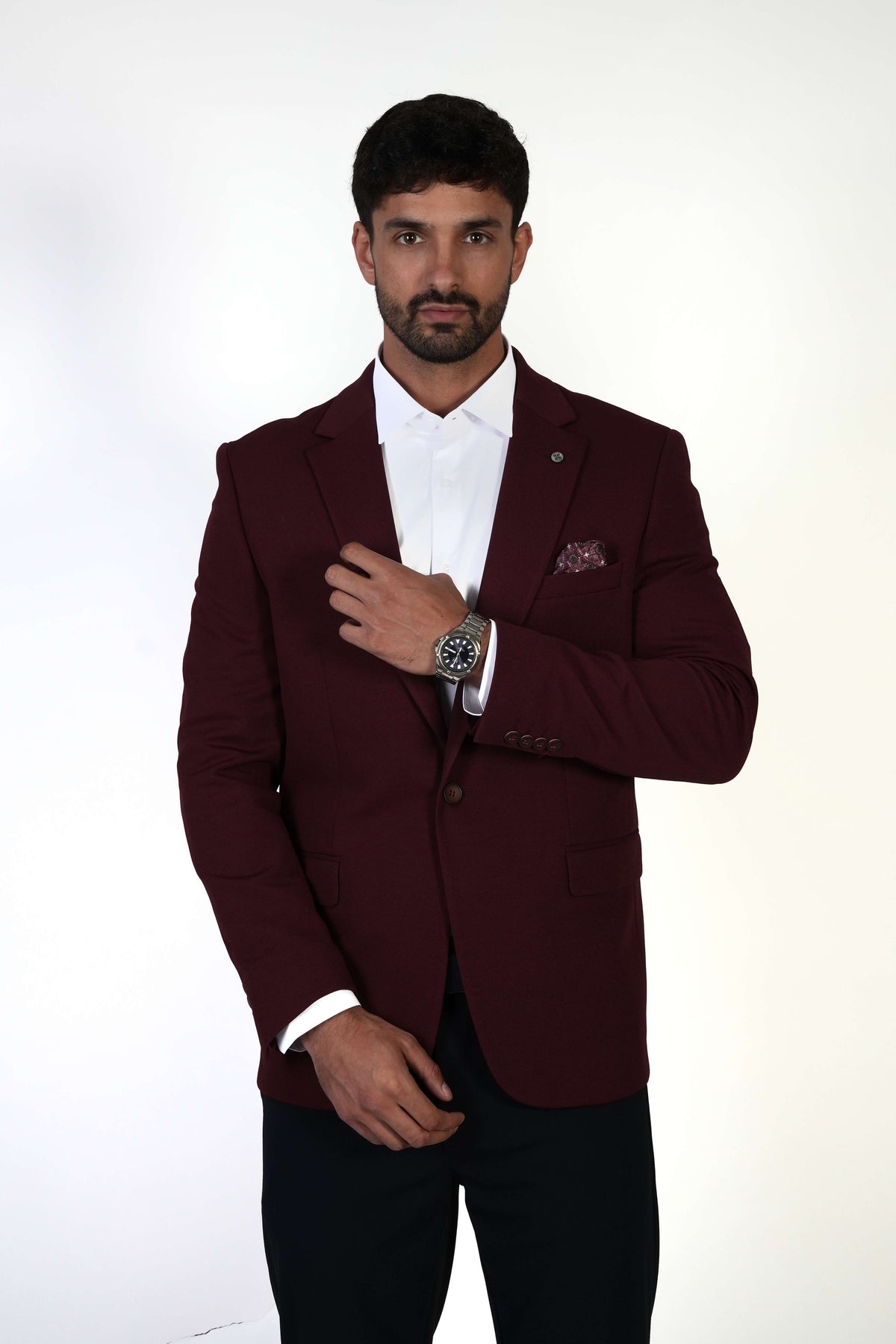 Мъжко спортно-елегатно сако в цвят бордо Slim Fit