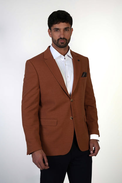 Мъжко спортно-елегантно сако в цвят керемида Slim Fit