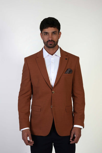 Мъжко спортно-елегантно сако в цвят керемида Slim Fit