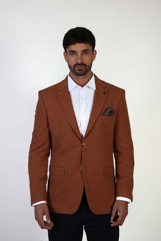 Мъжко спортно-елегантно сако в цвят керемида Slim Fit