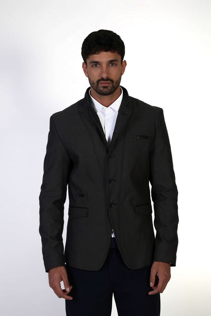 Мъжко графитено сако 100% памук Slim Fit