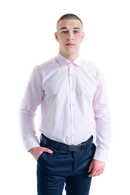 Луксозна розова мъжка риза Slim Fit от премиум памук