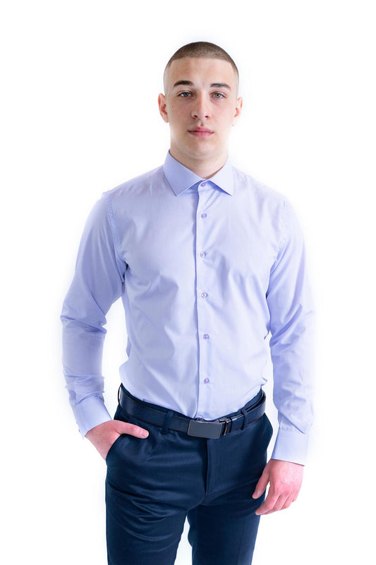 Луксозна лилава мъжка риза Slim Fit от премиум памук