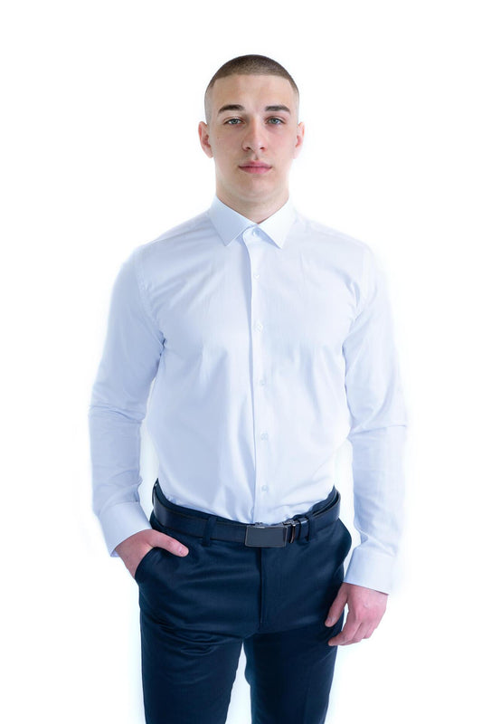Луксозна бяла мъжка риза Slim Fit от премиум памук