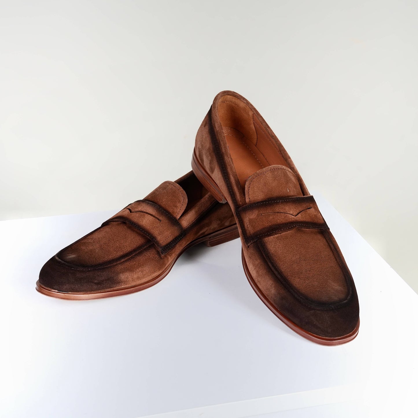 Мъжки кафяви мокасини от естествен велур