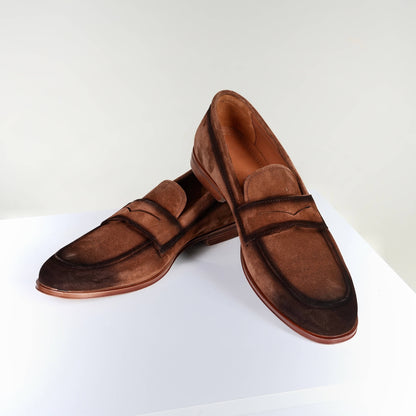 Мъжки кафяви мокасини от естествен велур