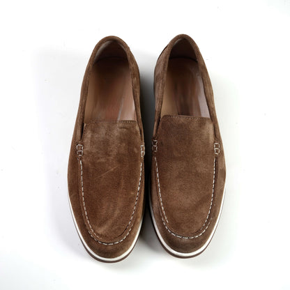 Кафяви мъжки мокасини от велур - 100% естествена кожа