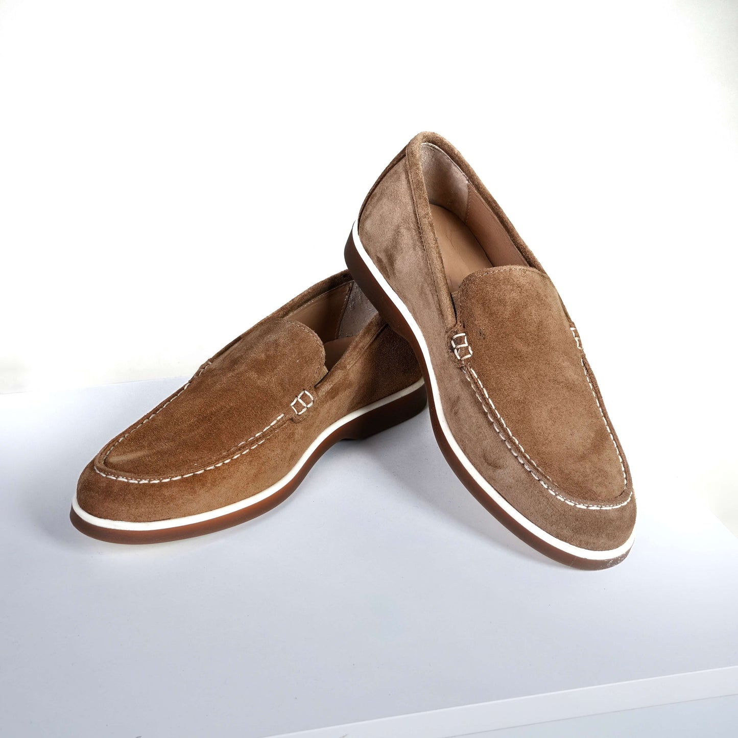 Кафяви мъжки мокасини от велур - 100% естествена кожа