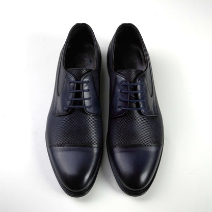 Сини официални мъжки обувки от естествена кожа