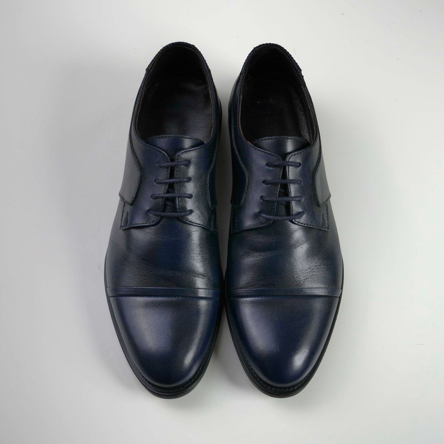 Сини официални мъжки обувки от 100% естествена кожа Дерби