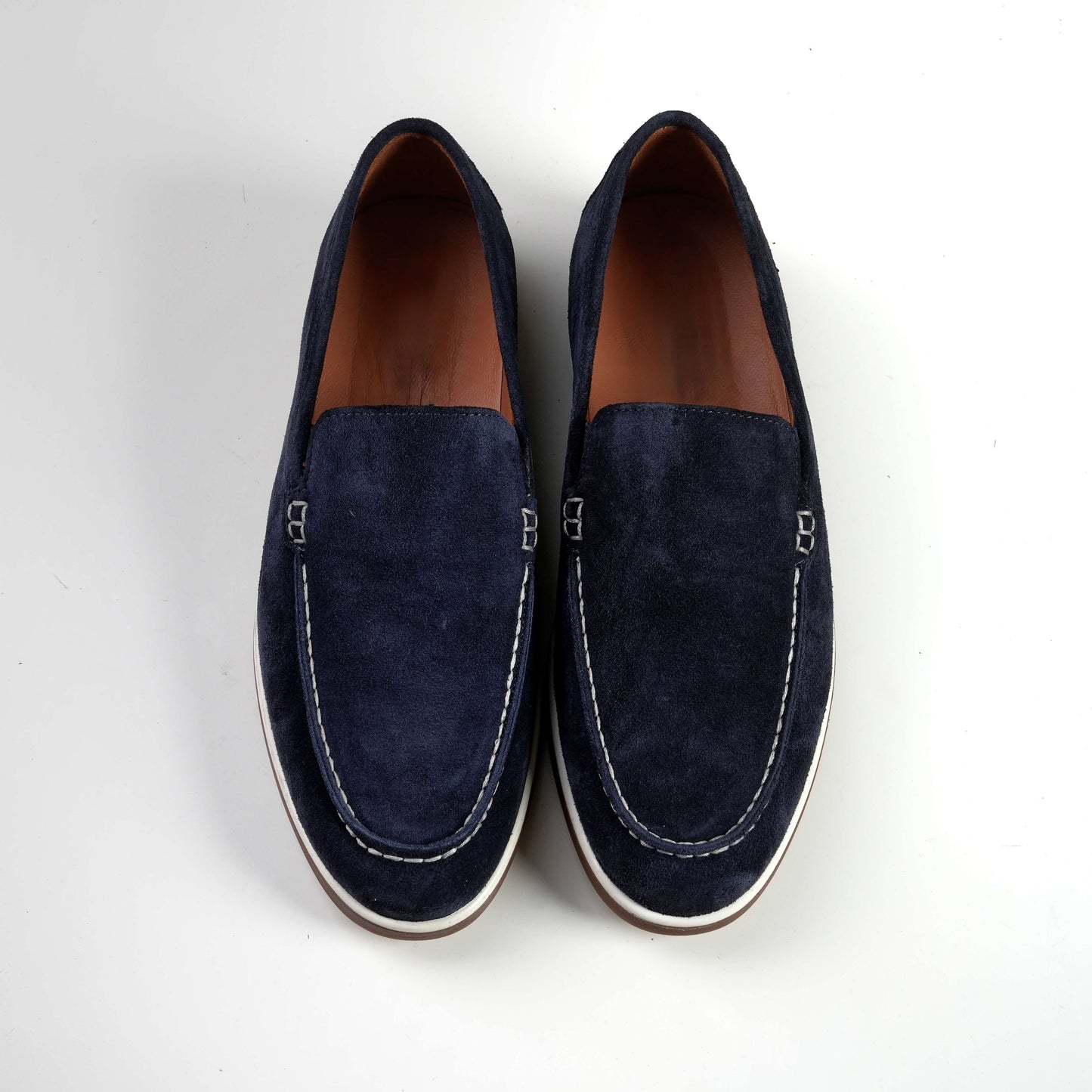 Тъмносини мъжки мокасини от велур - 100% естествена кожа