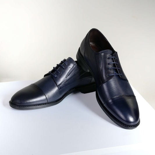 Сини официални мъжки обувки от 100% естествена кожа