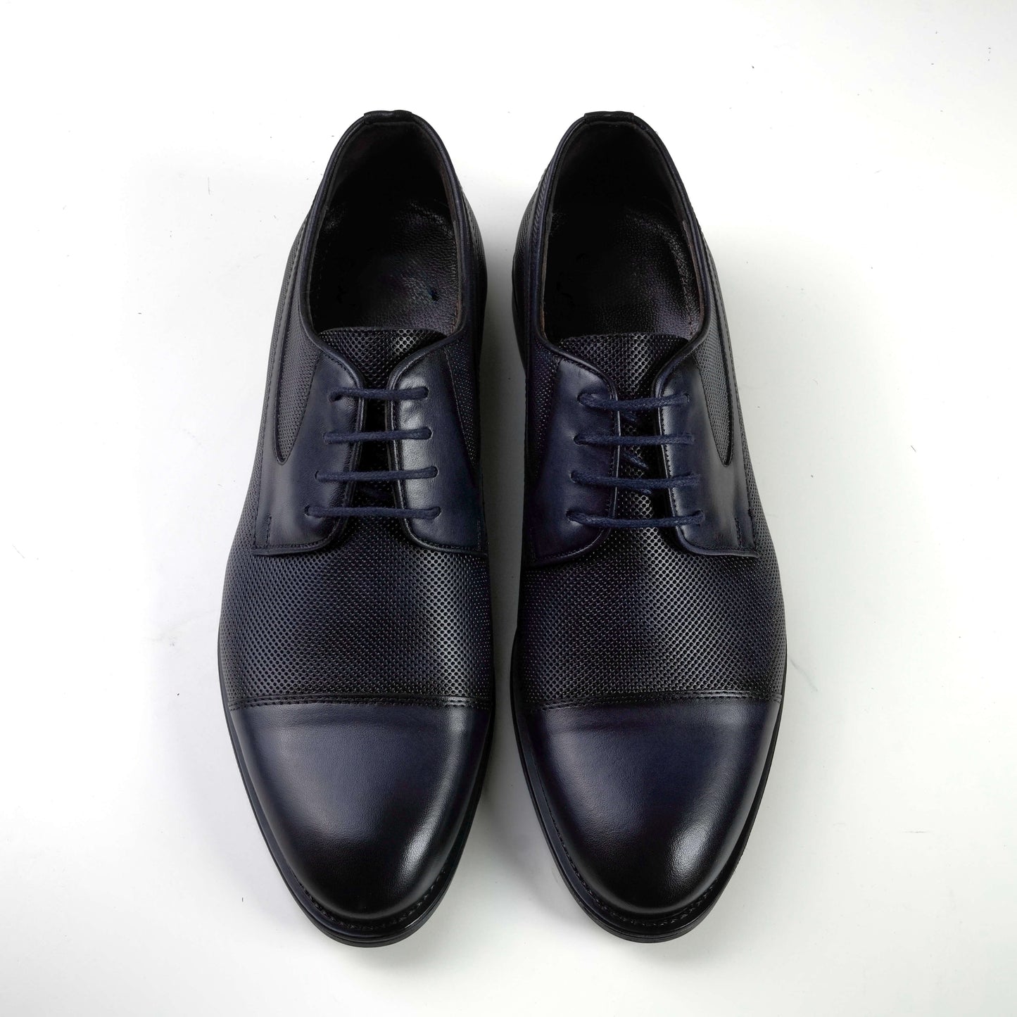 Сини официални мъжки обувки от 100% естествена кожа